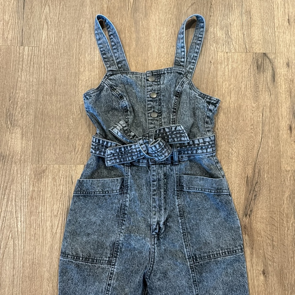 Target Universal Thread Gray Distressed Overalls - image 2